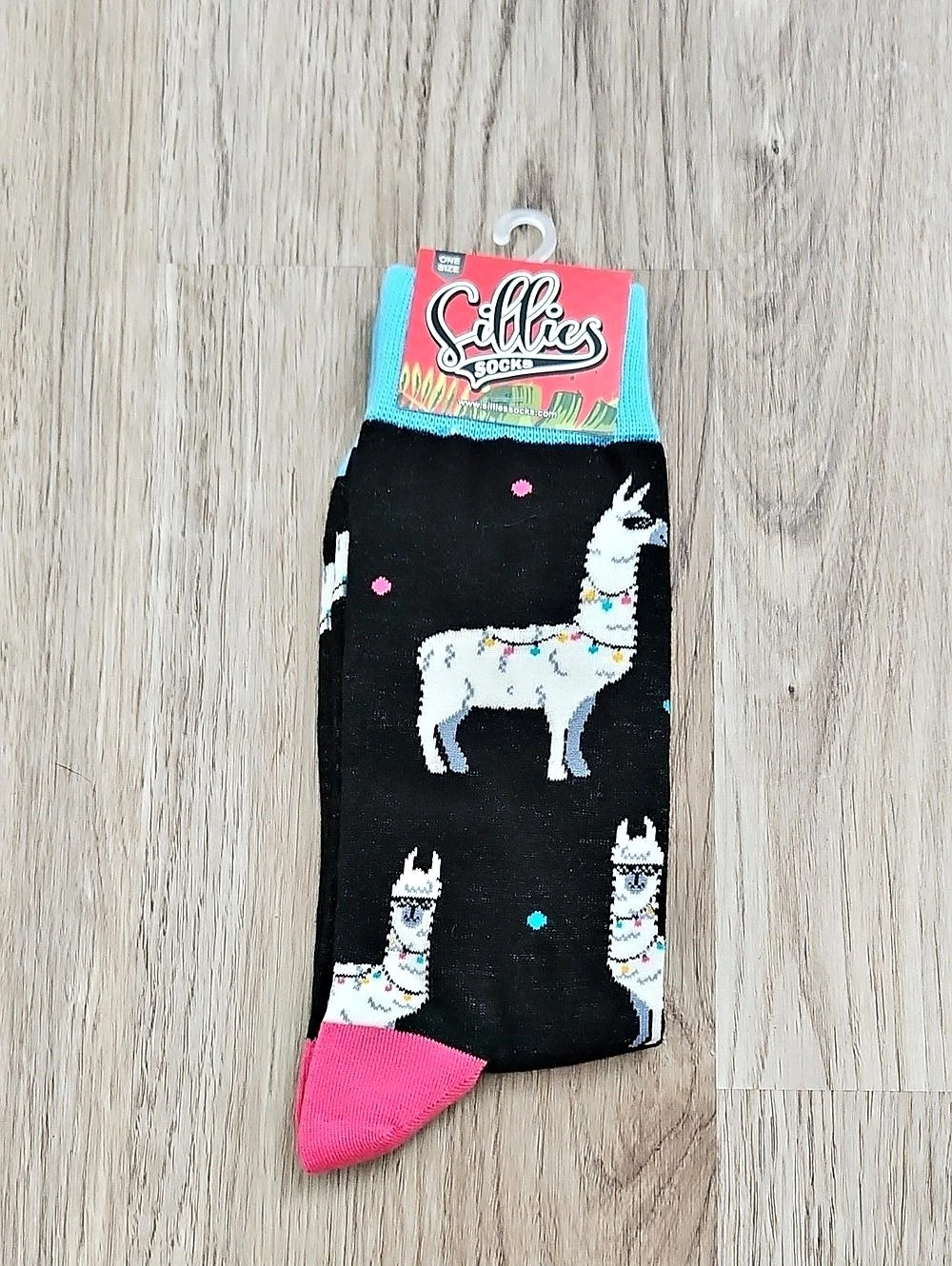 Sillies Socks Party Llama Crew Socks Black & Pink